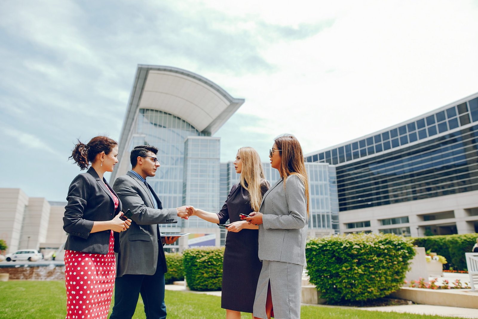 businessman summer city with three women scaled 1