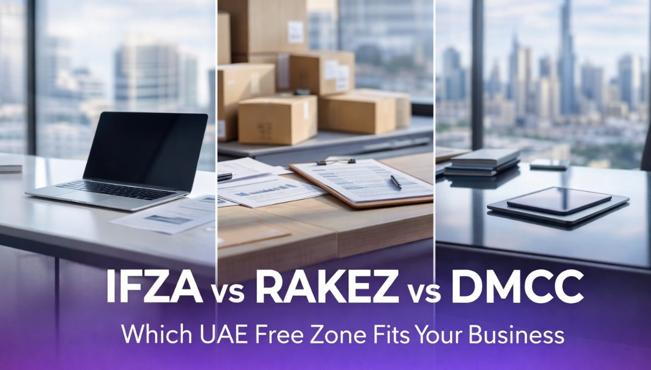 IFZA vs RAKEZ vs DMCC free zone comparison for choosing the right UAE free zone